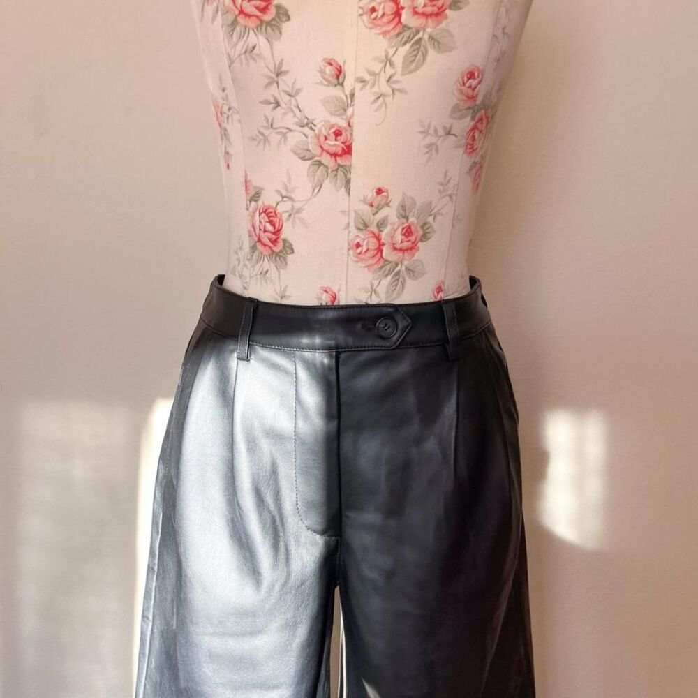 na kd black faux leather high‎ waisted pants womens 36 - Picture 4 of 6